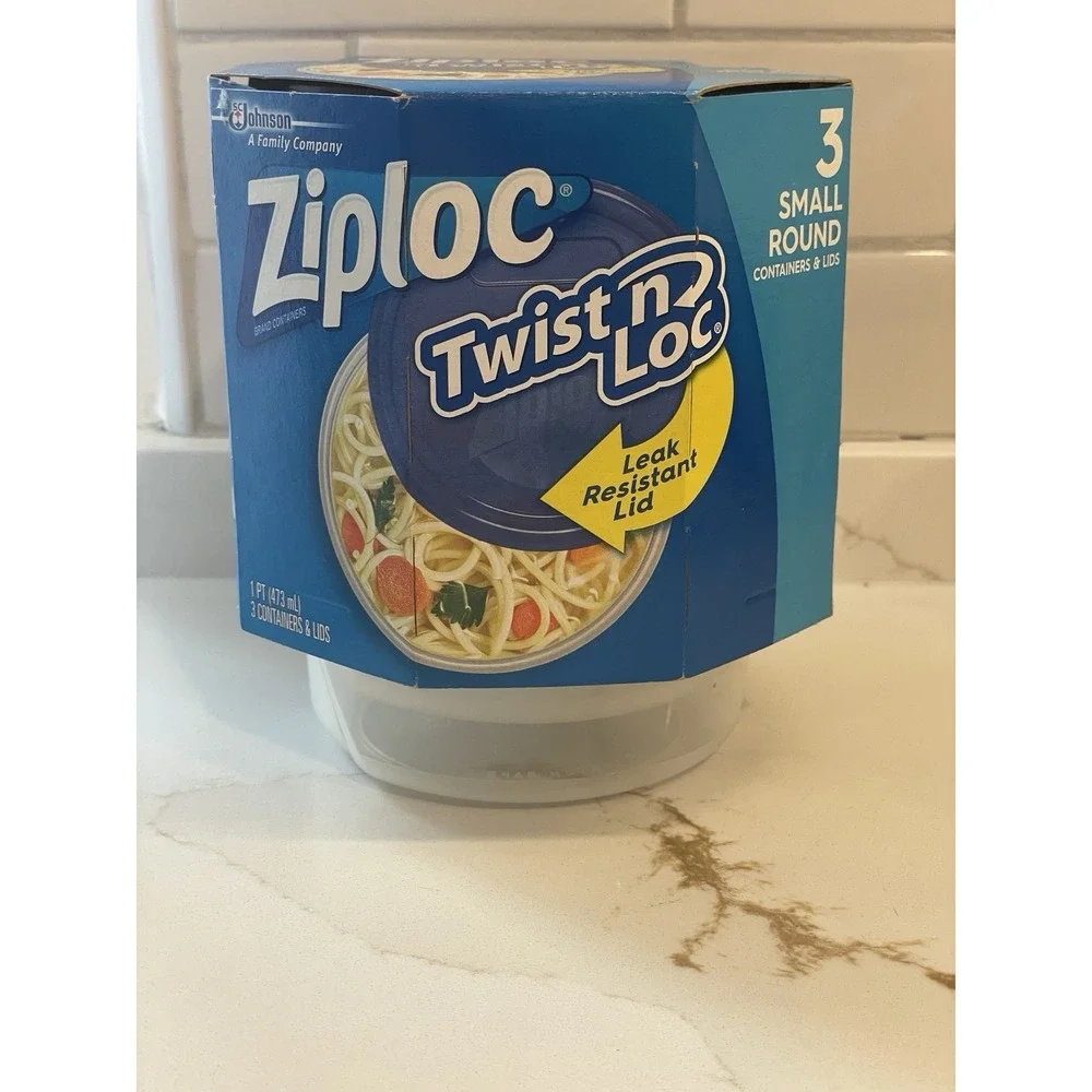 Ziploc Twist n Loc Containers‎ Small Round 3 Pk Leak Resistant Storage 16 oz New